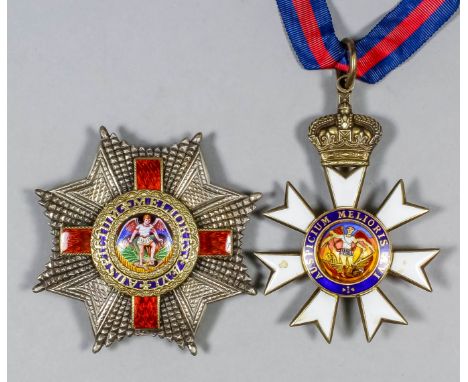 A silver gilt and enamel star and neck badge of a Knight Commander, The Most Distinguished Order of St Michael and St George 