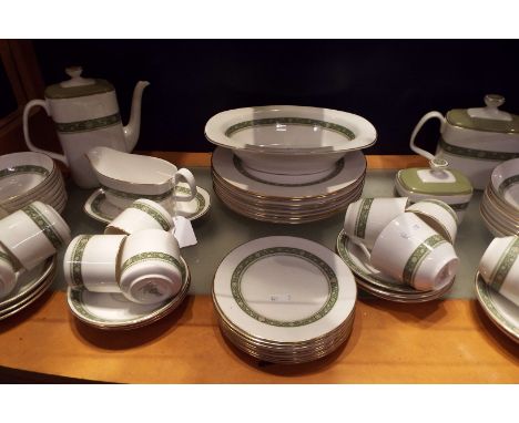 A Royal Doulton 'Rondelay' pattern tea-set H5004 for six place settings  Coffee pot, tea pot, sugar box, sauce boat and sauce