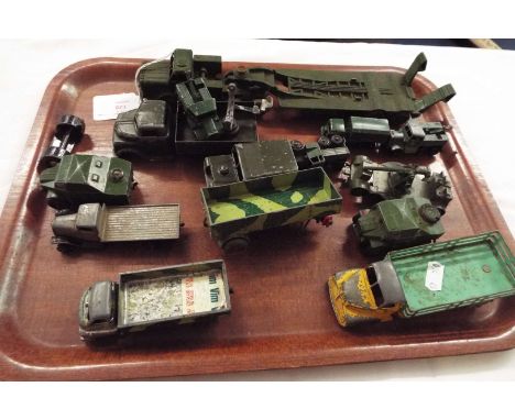 A selection of Dinky, Lonestar and Lesney diecast vehicles to include a Tank Transporter No.660, a Leyland Comet, a 5 ton Arm