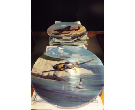 A collection of sixteen limited edition Coalport Royal Worcester & Wedgwood collectors plates each depicting WWII aircraft, m
