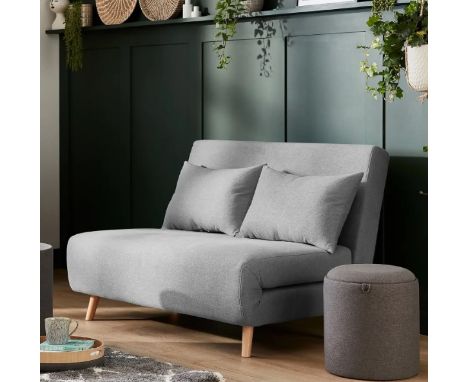 Freya Folding Sofa Bed Grey. Sofa : (H)80 x (W)122 x (D)92cm. Bed : (H)27.7 x (W)122 x (L)188cm.  (With 2x Cushion).