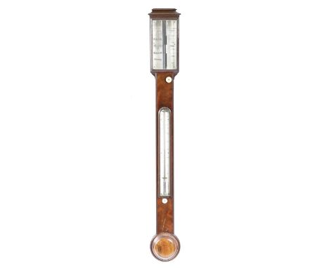 λ A VICTORIAN MAHOGANY STICK BAROMETERBY TAGLIABUE & ZAMBRA, C.1850-60with an ivory register plate and thermometer gauge and 