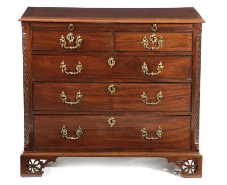 A GEORGE III MAHOGANY CHESTPOSSIBLY NORTH COUNTRY, C.1770-80with a baize lined brushing slide above two short and three long 