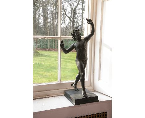 AN ITALIAN BRONZE GRAND TOUR FIGURE OF THE DANCING FAUNAFTER THE ANTIQUE, CAST BY SOMMER, NAPOLI, LATE 19TH CENTURYwith an an