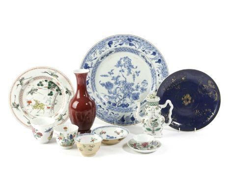 A COLLECTION OF CHINESE PORCELAIN18TH AND 19TH CENTURYcomprising: a sang de boeuf vase, a famille verte wine ewer, possibly f