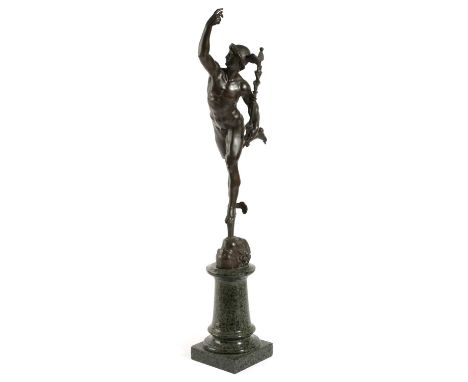 AN ITALIAN BRONZE GRAND TOUR FIGURE OF MERCURYAFTER GIAMBOLOGNA (FLEMISH 1529-1608), LATE 19TH CENTURYthe classical god holdi
