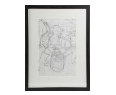 Φ A PENCIL SKETCH - THE FORGE IIBY RACHEL RECKITT (ENGLISH, 1908-1995), 20TH CENTURYshowing two farriers at an anvil, titled 
