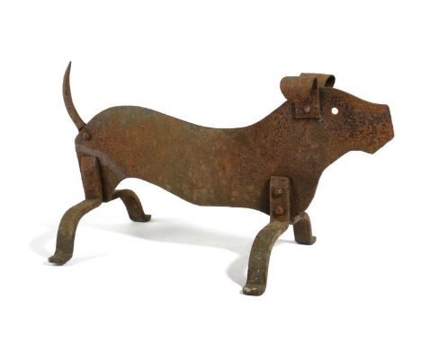 A FOLK ART IRON DOG BOOT SCRAPER20TH CENTURYin the form of dachshund27.2cm high, 50.5cm long