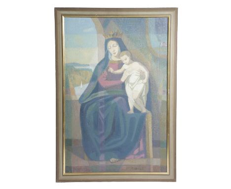 A PAINTING OF THE MADONNA AND CHILDSIGNED R. RUSSELL, 20TH CENTURYoil on canvas, in gilt and grey painted frame74.5 x 49.5cmP