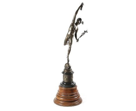 A LARGE FRENCH BRONZE GRAND TOUR FIGURE OF MERCURYLATE 19TH CENTURY, AFTER GIAMBOLGNA (FLEMISH 1529-1608)the classical god ho