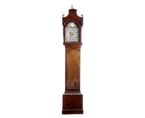 A GEORGE III MAHOGANY LONGCASE CLOCKBY DAVIE STEWARD, NEWPORT PAGNELL, C.1800the brass eight day movement with six knopped pi