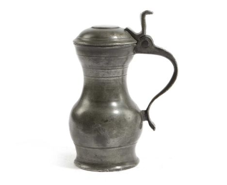 AN EXCEPTIONALLY RARE QUARTER MUTCHKIN POT-BELLY MEASURESCOTTISH, C.1710of the early type with a distinct ‘step’ between the 