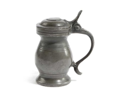 A RARE PEWTER IMPERIAL QUARTER-GILL DOME-LID MEASUREGLASGOW, C.1860-80no maker's mark, typical solid strap handle with uprigh