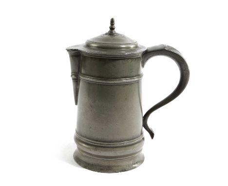 A RARE, POSSIBLY UNIQUE, EARLY EXAMPLE OF A PEWTER SPIRE FLAGONBRISTOL, C.1710Batcheler workshop, Bristol, the ‘French Armes’