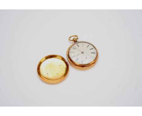 An 18ct gold full hunter pocket watch, dated 1852, key wind and key set, the white enamel dial with black Roman hour markers 