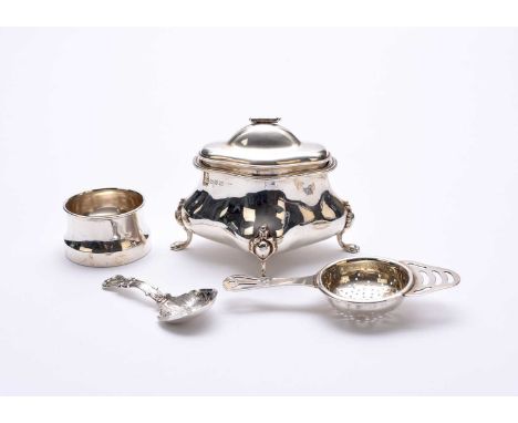 An early 20th century silver tea caddy, George Nathan &amp; Ridley Hayes, Chester 1910, of lobed quatrefoil form and raised o