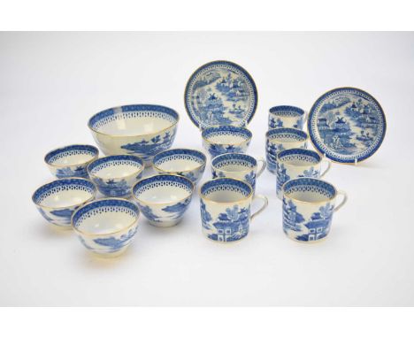 A John Rose Coalport tea and coffee service in the Curly Pagoda patterncirca 1800-05comprising seven coffee cans, thirteen te