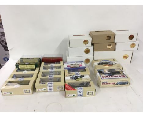 A boxed collection of 24 Corgi and Matchbox model vehicles.