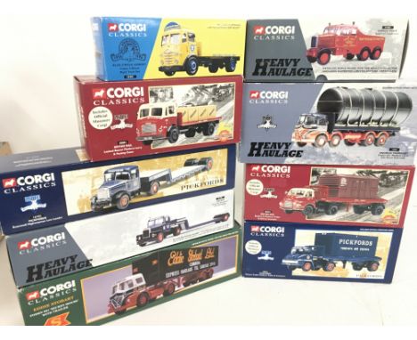 A collection of 9 boxed model commercial vehicles by Corgi all in the Classics series.