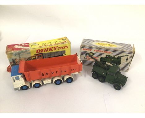 A Boxed Dinky Toys Leyland Dump Truck With Tilt Cab #925 AF & Box Worn A Boxed Dinky Toys Recovery Tractor #661 Box Worn