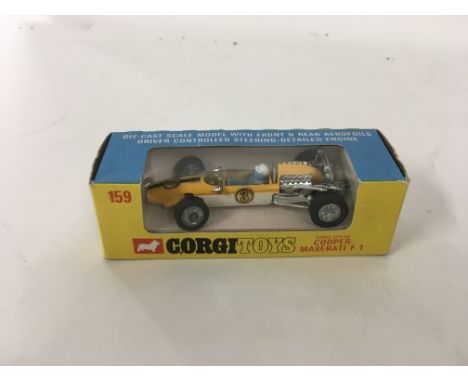 Boxed Corgi diecast model car 159. COOPER MASERATI F1 in original box. Driver controlled steering.