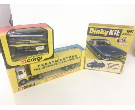 Boxed Corgi AEC RENOWN BUS. Boxed Corgi 1147 Scammell Handyman mk3 Tractor Unit and trailer. FERRYMASTER. Damaged packaging d