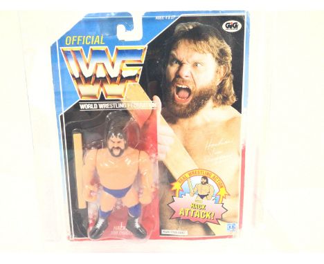 A Carded WWF Hacksaw Jim Duggan 1990. In a Acrylic Box.