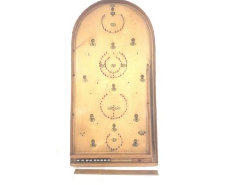 A Hit And Pin Bagatelle wooden Table game. Approx height 76 CM. No Reserve.