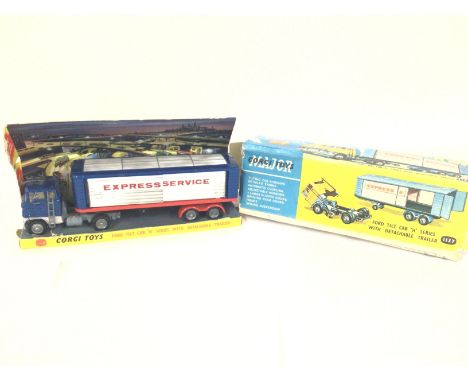 A Boxed Corgi Toys Ford Tilt Cab H Series With Detachable Trailer. #1137. Outer Box is worn. One wind mirror missing.