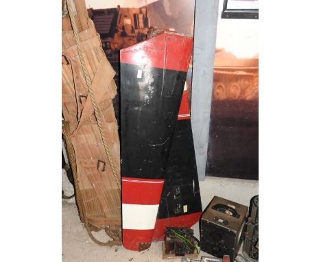 Two Westland Whirlwind helicopter tail rotor blades, the first serial No. WAB-Y-74, the second's partially obscured (2)