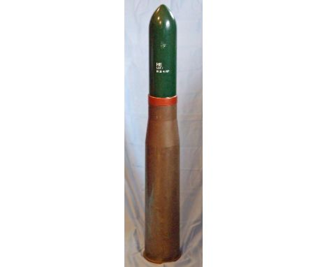A 4.5 Inch Naval round for a British QF gun, brass cartridge case manufactured by Royal Laboratories Birtley, with replica gr