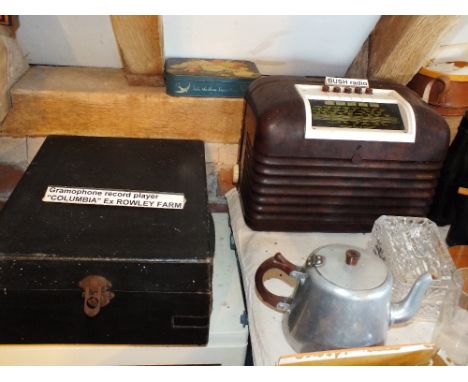 A Bush Bakelite radio along with a Columbia record player and a floor standing radio (3)