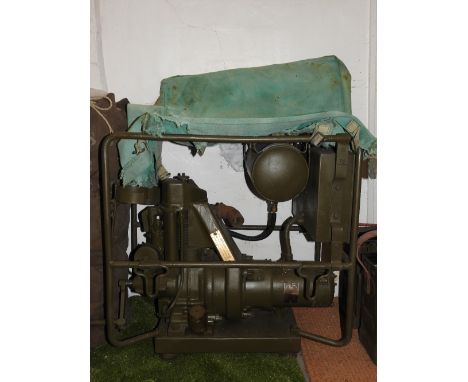 A WWII Alco featherweight stationary engine (JAP 3), number 425/677 by Arthur Lyon & Co engineers with attached generator in 