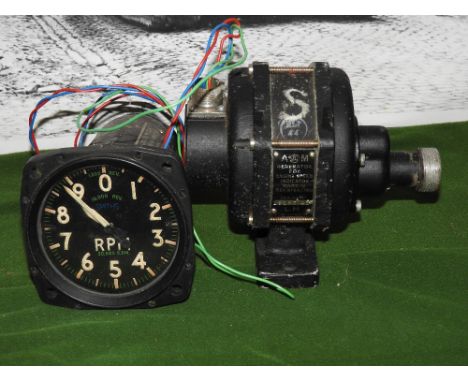 An aircraft engine revolution counter, Mk VIIA, patented store ref. No:6A/1559 serial number 733/51 INSE A153, and a Smiths A
