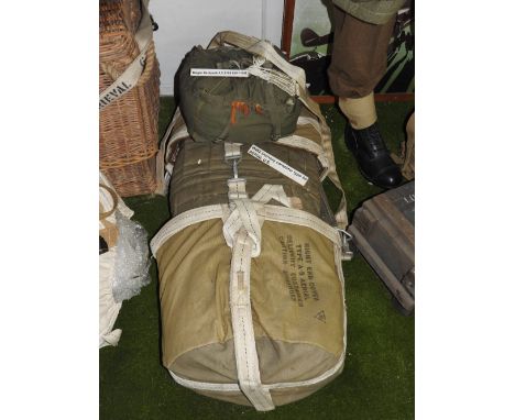 A WWII Bergen backpack A.C.5195 SEN 1945 along with a WWII US A-5 Aerial Delivery container.

*The Bergen backpacks were deve