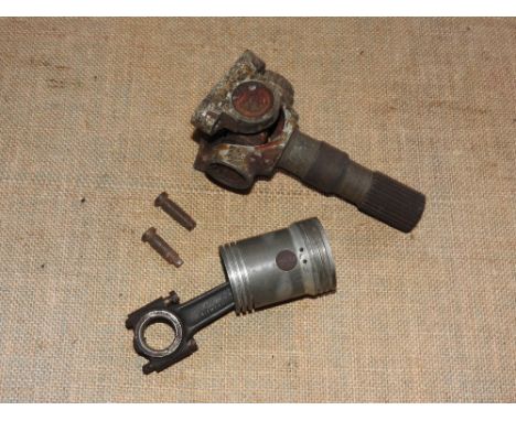A pair of ex Merlin Mk X con-rods, a pair ex Merlin tappet screws and a Merlin engine union joint (4)
