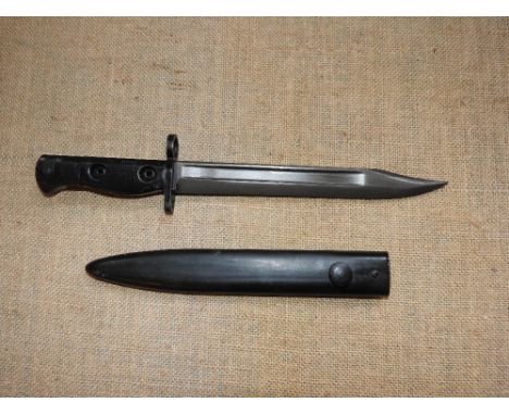 A 1958-production L1A3 bayonet with parkerized blade and scabbard for the Self Loading Rifle, marked 9600257

*The L1A3 bayon