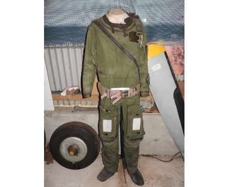 An R.A.F aircrew immersion suit with belt on mannequin