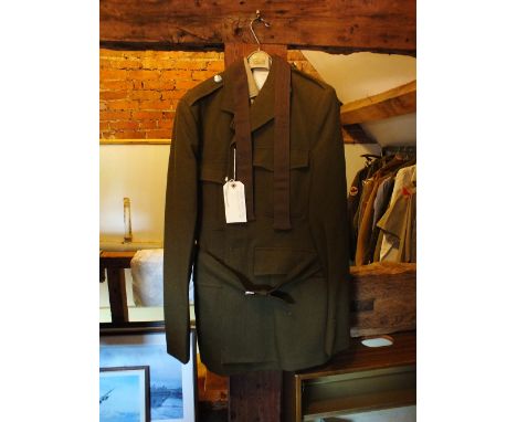 A post-war Army tunic, trousers, shirt and tie along with a pair of Man's olive long johns (5)