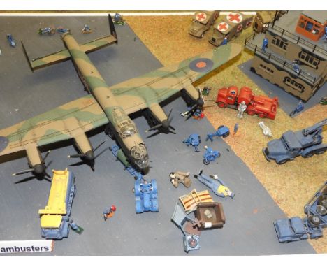 A small diorama titled Avro Lancaster 1/72 Dambusters, along with a boxed Corgi Aviation Archive AA33305 Boeing B-17G second 