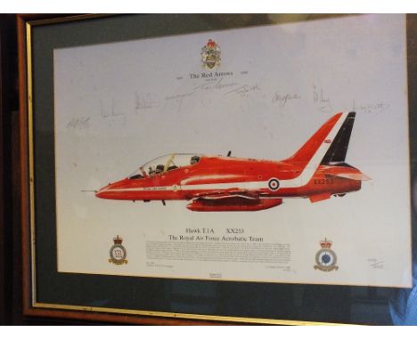 Three prints of the Red Arrows, including a Michael Turner signed print 'Red Arrows in Formation' including one signed by the