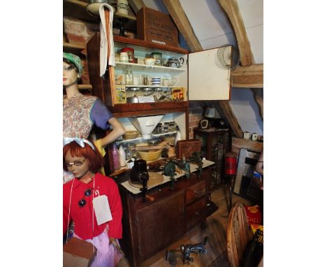 An Easiwork oak finished and enamel floor standing kitchen cabinet with internal flour shoot and glass jars

(* PLEASE SEE IM