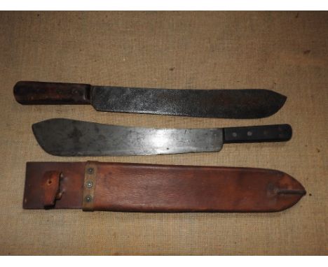 An S & J Kitchin Ltd Sheffield 1945 machete and scabbard along with one further machete (2)