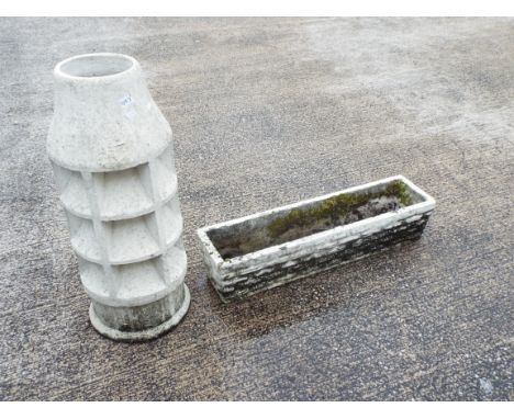 A rectangular garden planter and vintage chimney pot of cylindrical form with louvre vents (77 cm height). [2]