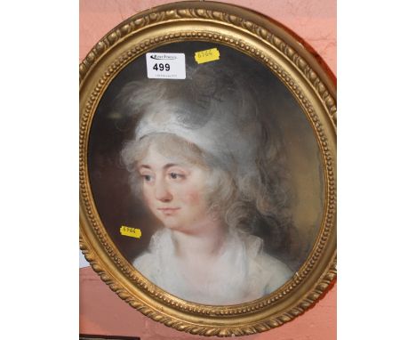 British School (19th century), portrait of a lady, pastels. Oval glazed frame.  CONDITION REPORT: 14 1/2  x  12 1/2 Frame