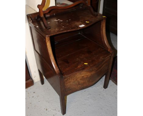 18th century mahogany inlaid serpentine two tier commode. 
