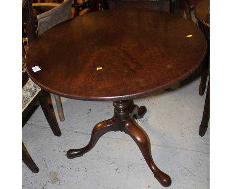 Early 19th century mahogany bird cage tripod table on baluster turned pedestal. 