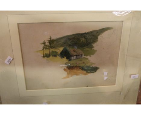 Robert Weir Alan (19th century), a Scottish croft with figures and another similar sketch study of a Scottish croft. Watercol