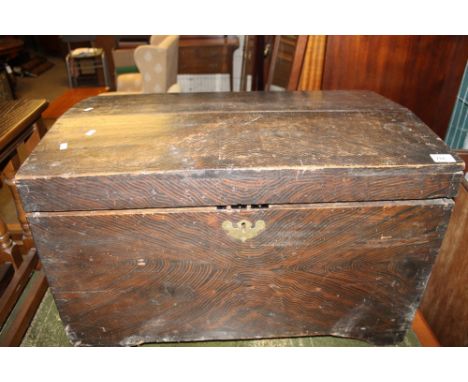 Vintage scrambled pine dome top chest with fitted candle box together with an assortment of LPs to include Tom Rush, Rolling 