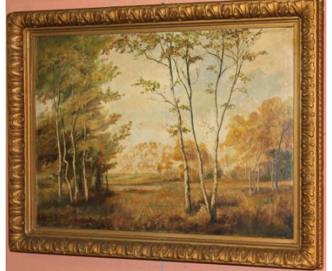Sydney M. White, 'Autumn', oils on board, signed and dated '54. Gilt frame. 